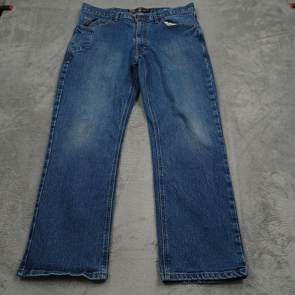 Ariat Jeans Mens 36x30 Blue Denim Relaxed Bootcut Workwear Distressed